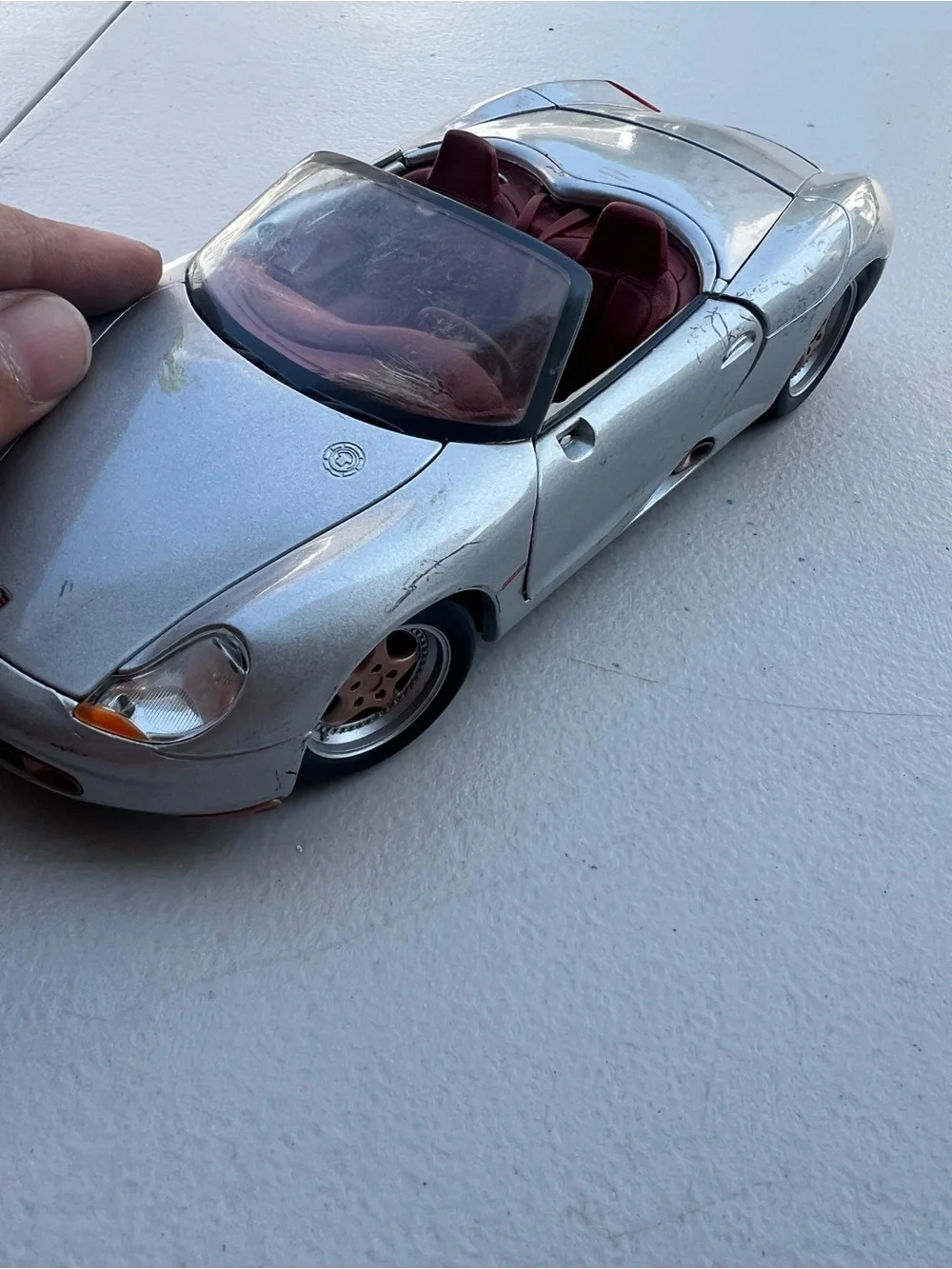 Maisto 1:18 Porsche Boxster Concept Silver Diecast Car Missing Side Mirrors